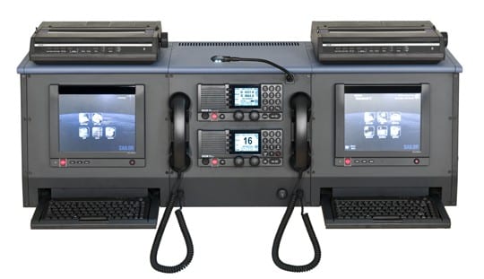 GMDSS-konsoll med VHF- og MF/HF-radioer